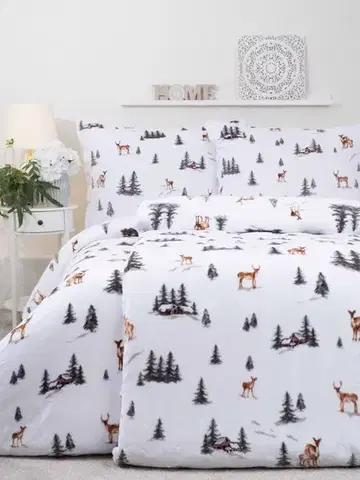 Obliečky MKLozkoviny.sk Obliečky mikroplyš Exclusive – Zimný les - 140 × 200 cm - 70 x 90 cm