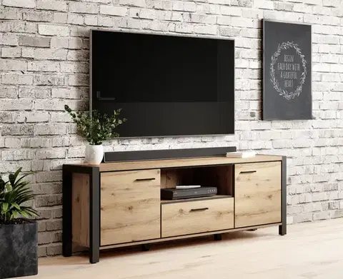 TV stolíky AKTUAL 41 dizajnový tv stolík dub Taurus/ čierna