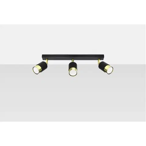 Lampy do obývačky Stropné bodové svietidlo Nero 3 A-1071 čierna/zlatá