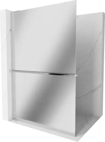 Sprchové dvere MEXEN/S - Kioto+ L Sprchová zástena WALK-IN s poličkou a držiakom uterákov 120 x 200, zrkadlová, chróm 800-120-123-01-50