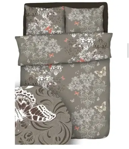 Obliečky Obliečky bavlnené Butterfly garden brown TiaHome - 1x Vankúš 90x70cm, 1x Paplón 140x200cm
