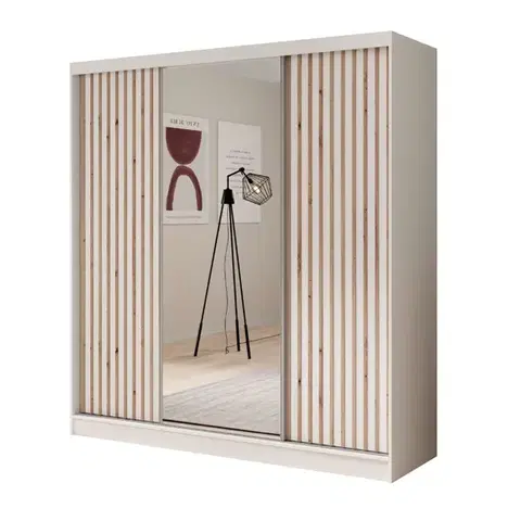 Šatníkové skrine ArtAdrk Šatníková skriňa IDA | biela / biela 200 cm