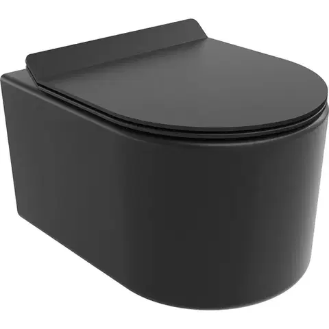 Záchody MEXEN/S - Sofia Závesná WC misa Rimless Tornado vrátane sedátka s slow slim, duroplast, čierna mat 30540185T