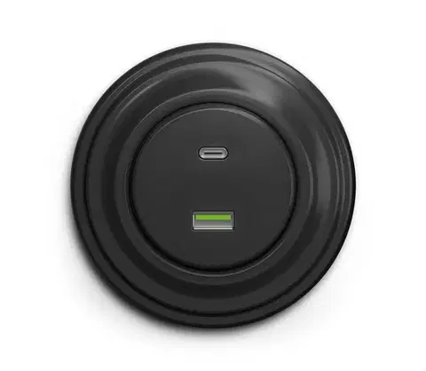 Predlžovacie káble lap - Retro USB zásuvka A+C s antracitovým rámečekom KA0043+KA0083