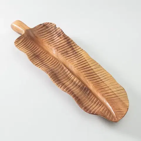 Podnosy a tácky Tanier Wood Leaf 60x18 cm