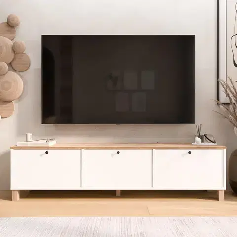 TV stolíky SMART TV stolík na nožičkách 3D, biela