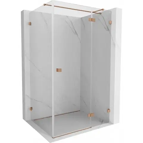Sprchovacie kúty MEXEN/S - Lunar T sprchovací kút dvere krídlové pravá 125 x 120, transparent, meď kartáčovaná 834T-125-120-65-00-P