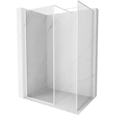 Sprchové dvere MEXEN/S - Kioto-F Sprchová zástena WALK-IN s rámom 180 x 85, transparent 8 mm, biela 800-180-202-04-20-085