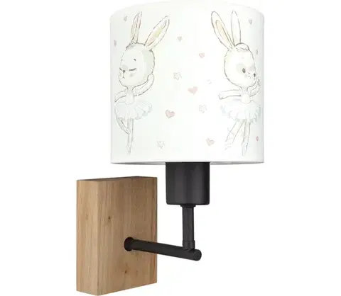 Svietidlá BRILAGI - Nástenné svietidlo BOBO WOOD 1xE27/25W/230V dub/čierna/biela/zajačiky BG1561+BG5580