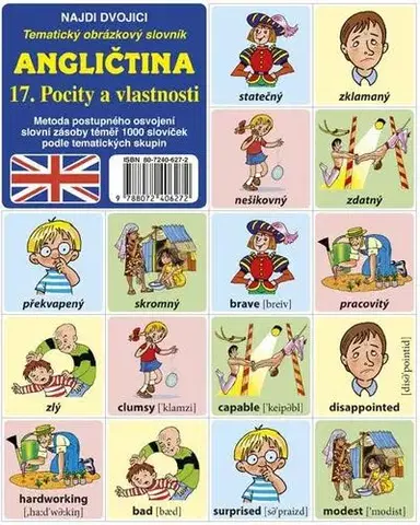 Jazykové učebnice, slovníky Najdi dvojici - Angličtina - 17. Pocity a vlastnosti