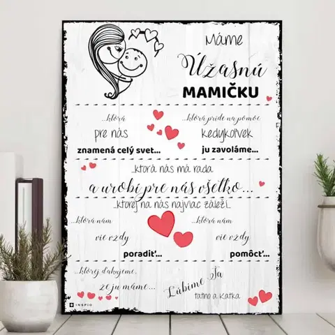 Tabuľky s venovaním (darčeky) Darček pre mamku - Darček pre ženu ku Dňu matiek - tabuľka na stenu