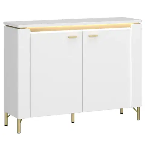Komody do spálne Komoda Lazio LAZK01 U008/U080 2D biela/biela alpský