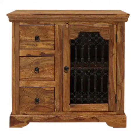 Príborníky Komoda Jali s kovovým výpletom 90x90x45 z indického masívu palisander