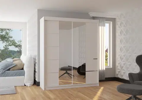 Šatníkové skrine ArtAdrk Šatníková skriňa TRAVES | 180 cm Skriňa: Biela