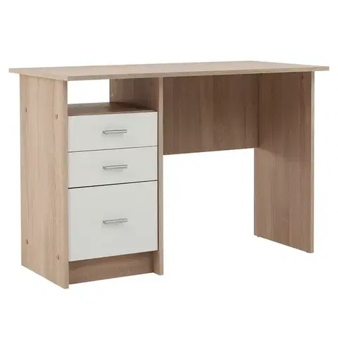 Písacie a pracovné stoly KONDELA Samson New pc stolík dub sonoma / biela