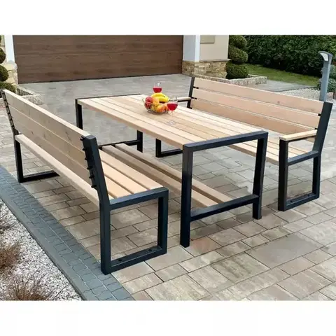 Záhradné zostavy Komplet moderný 2 s opierkami natural