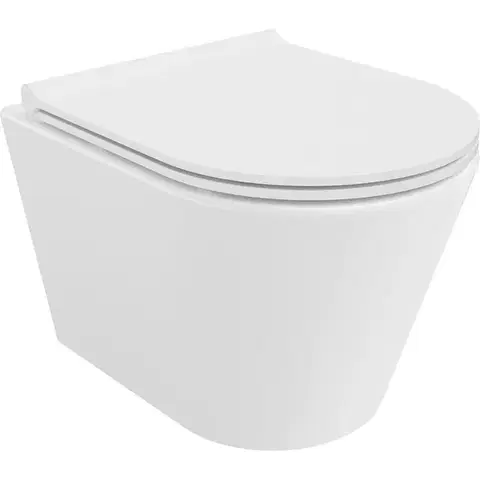 Záchody MEXEN/S - Rico Závesná WC misa Rimless Tornado vrátane sedátka s slow slim, duroplast, biela lesk 30720500T