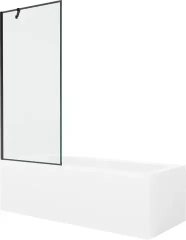 Sprchové dvere MEXEN/S - Cubik obdĺžniková vaňa 170 x 70 cm s panelom + vaňová zástena 80, čierna vzor 550317070X9508007070