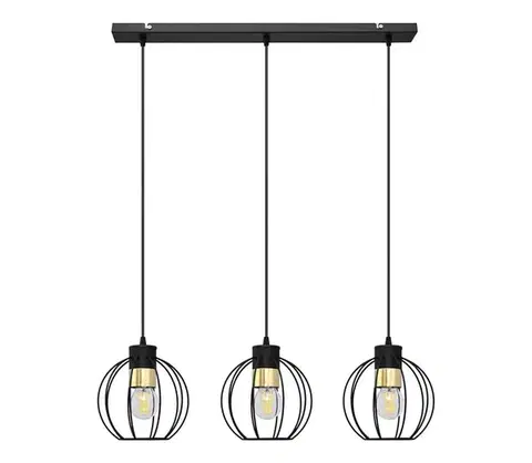 Svietidlá  Luster na lanku STARLIGHT 3xE27/15W/230V čierna/zlatá W-L 1399/3 BK+GO