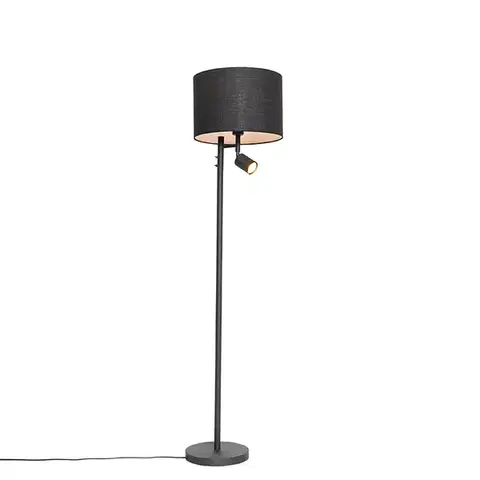Lampy Stojaca lampa čierna s bielym vnútrom a lampou na čítanie - Jelena