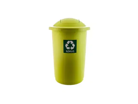 Koše odpadkové PLAFOR - Kôš odpadkový 50 l na recykláciu s výklopným vekom, zelený