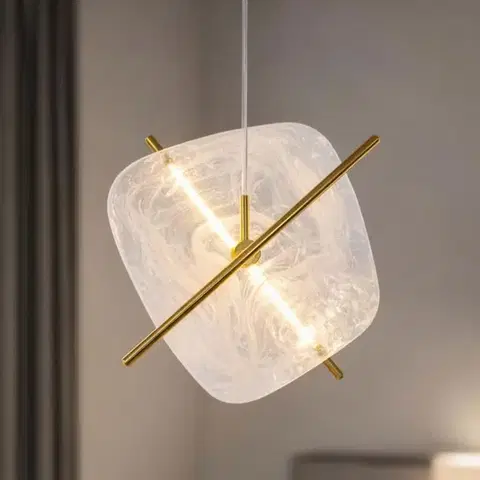 Nástenné svetlá RELAX lampa wiszaca kwadrat brązowy 15W LED 3000K klosz biały