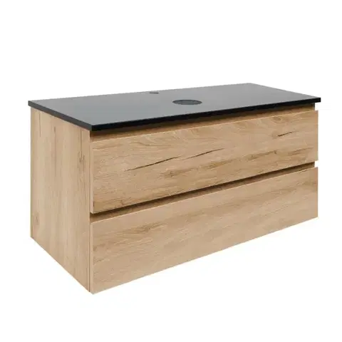 Kúpeľňový nábytok Kúpeľňová skrinka s krycou doskou z kameňa SAT B-Way 99x50x45 cm dub mat BWAY2100OAKTK BWAY2100OAKTK
