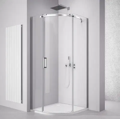 Sprchové dvere POLYSAN - THRON SQUARE štvrťkruhová sprchová zástena 900x900, číre sklo, pravá TL2690R-5002