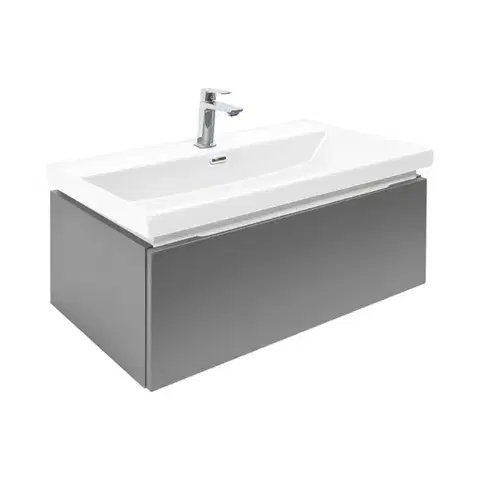 Kúpeľňový nábytok Kúpeľňová skrinka s umývadlom a batériou SAT Feel 80x30x44, 8 cm antracit mat SATFEEL80ANTU4BA SATFEEL80ANTU4BA