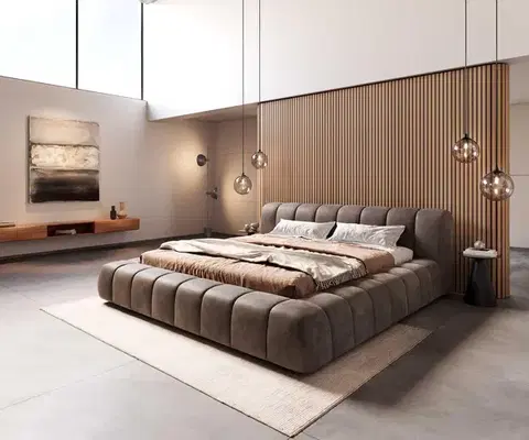 Čalúnené postele DELIFE Čalúnená posteľ Cutio 180x200 cm mikrovlákno taupe vintage