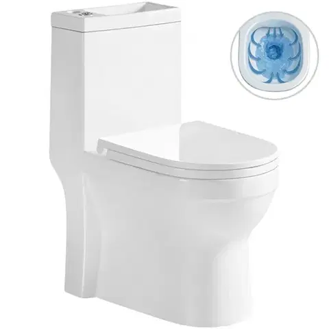 Záchody CERANO - WC kombi s umývadlom Hygisink, Rimless + UF sedátko - spodný/zadný odpad - biela lesklá - 71,5x36 CER-664708