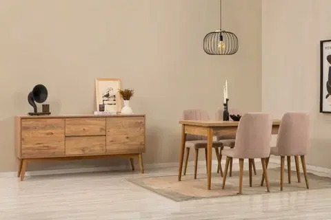 Jedálenské sety Set s rozkladacím stolom, stoličkami a konzolou (6 kusov) Vina 01 0900 - Atlantic Pine, Stone