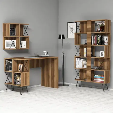 Písacie stoly Písací stôl s knižnicou Extra 2 - Walnut