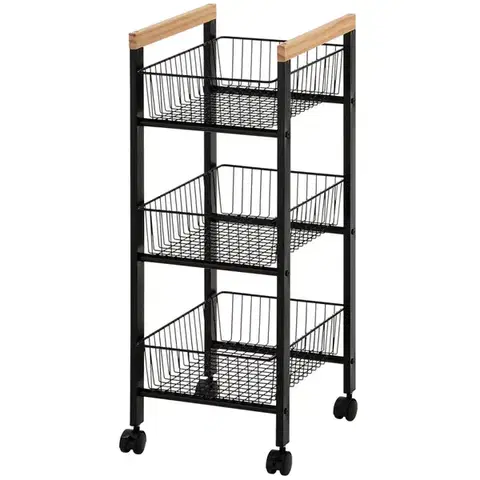 Všetky produkty Úložný vozík 3 úrovne čierna/prírodná Gc6010