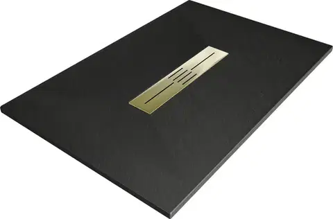 Vane MEXEN/S - Toro obdĺžniková sprchová vanička SMC 120 x 90, čierna, mriežka zlatá 43709012-G