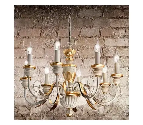 Svietidlá Ideal Lux - Luster na reťazi FIRENZE 8xE14/40W/230V pr. 64 cm biela/zlatá 012872