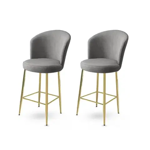 Barové stoličky Bar Stool Set (2 Pieces) Fora - Grey, Gold