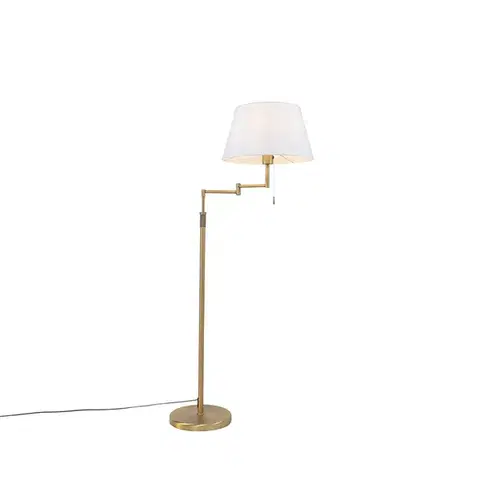 Stojace lampy Stojaca lampa bronzová s bielym tienidlom a nastaviteľným ramenom - Ladas Deluxe