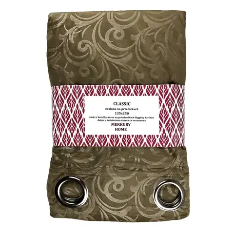 Závesy do spálne Záves Classic na priechodkách 135x250 svetlohnedá Merkury Home