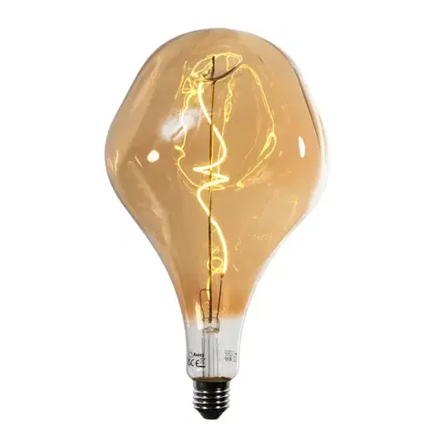 LED osvetlenie E27 Stmievateľná LED žiarovka so špirálovým vláknom PS160 zrkadlová zlatá 6W 100 lm 1800K