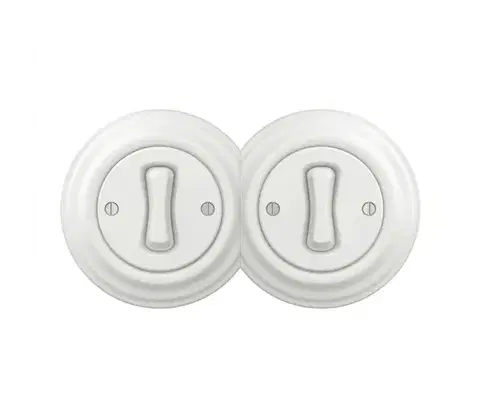 Predlžovacie káble lap - Dvojitý retro jednopólový vypínač s rámikom č. 1 snehovo biely 2xKA0152+2xKA0145