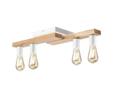 Svietidlá  Prisadený luster MATTE 4xE27/15W/230V biela/dub LM-4.232/BIAŁY