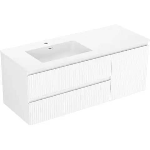 Kúpeľňový nábytok MEXEN/S - Rivel kúpeľňová skrinka 120 cm s umývadlom Otis ľavá, 2S, 1D, reliéf, biela mat 91A23-12047-3-BBFFF01-W18L01