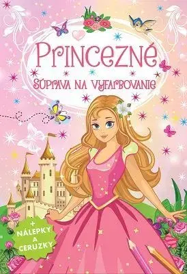 Nalepovačky, vystrihovačky, skladačky Princezné - súprava na vyfarbovanie