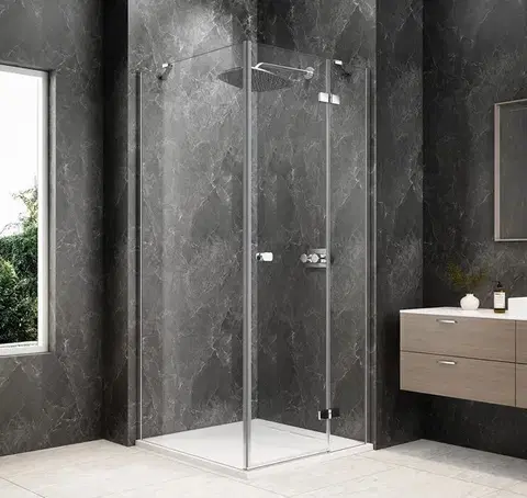 Sprchové dvere POLYSAN - GLOBE CHROME štvorcová sprchová zástena 800x800, číre sklo, pravé GB1080-3215RC
