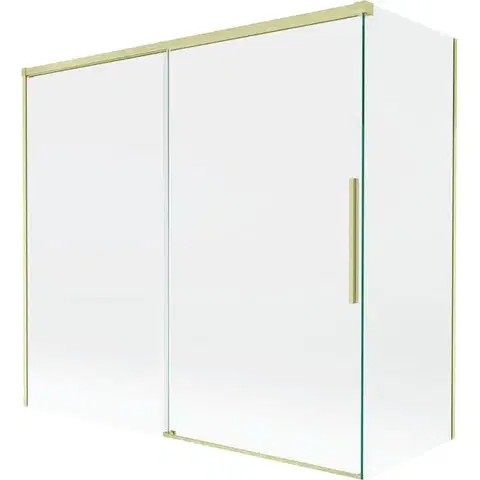 Sprchové dvere MEXEN/S - Rox vaňová zástena 2-krídlová posuvná 170 + 75 x 150, transparent, zlatá kartáčovaná 8C9-170-075-55-00