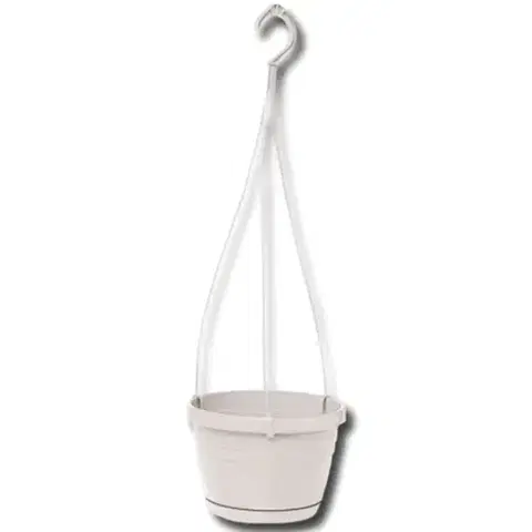 Záhrada Závesný kvetináč  LOGATO s podmiskou plast 20x15 cm biely