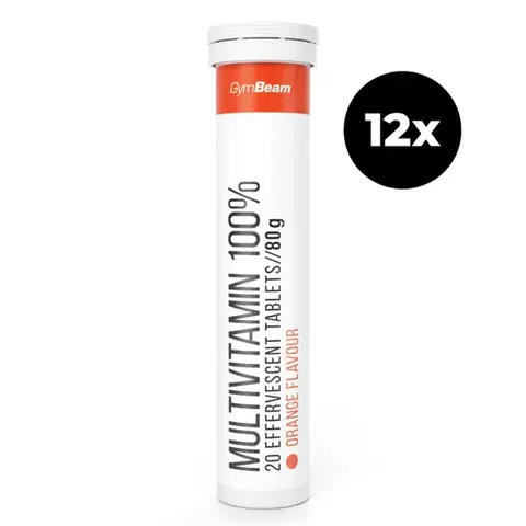 Multivitamíny GymBeam Multivitamín 100% šumivý 12 x 20 tab pomaranč