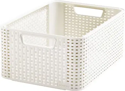 Košíky úložné CURVER - Úložný box imitácia ratanu Style 2 M, krémový