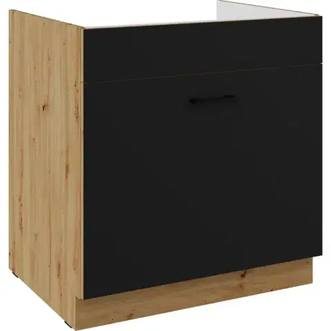 Kuchynské skrinky stojace Kuchynská skrinka Modena čierna/dub artisan 80ZL 1S BB